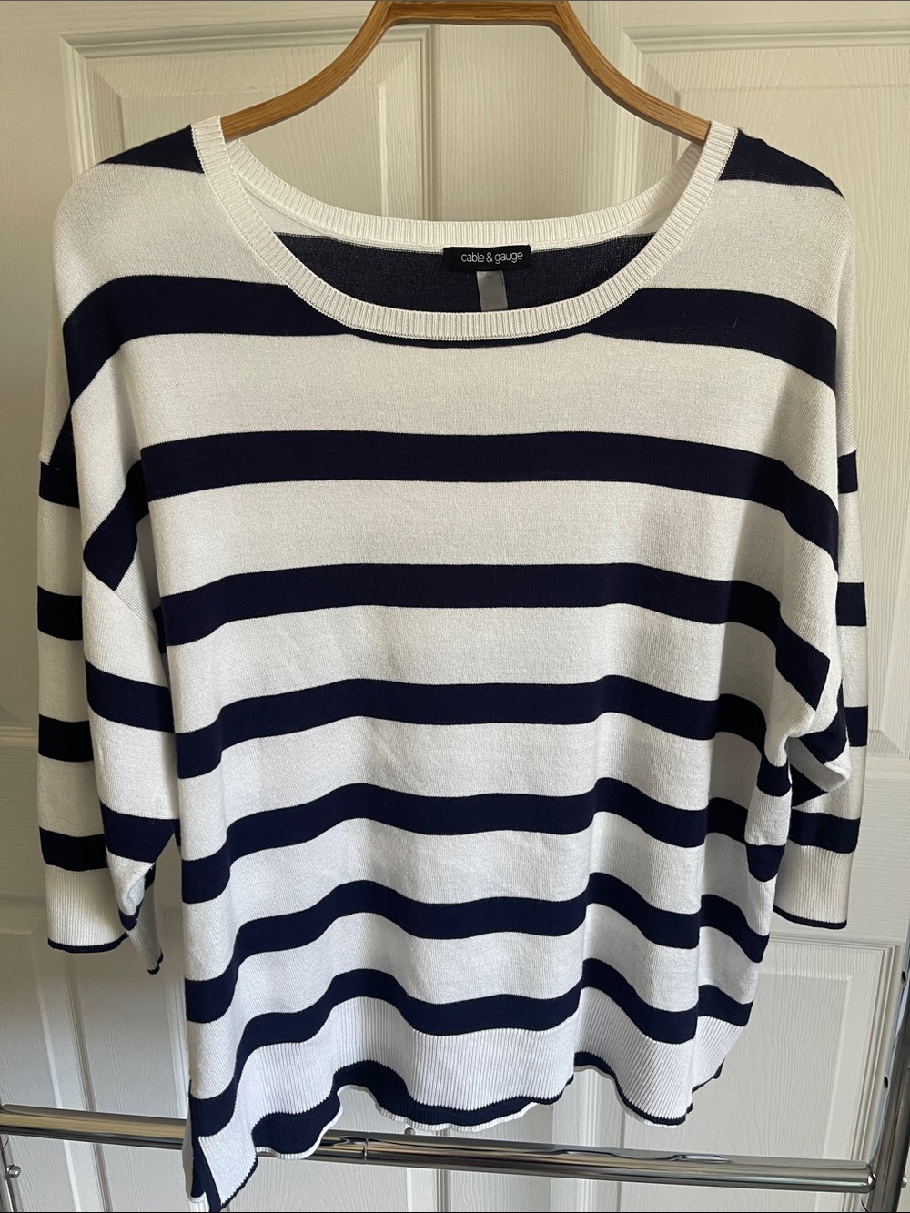 Cable & Gauge Navy & White Striped Top
